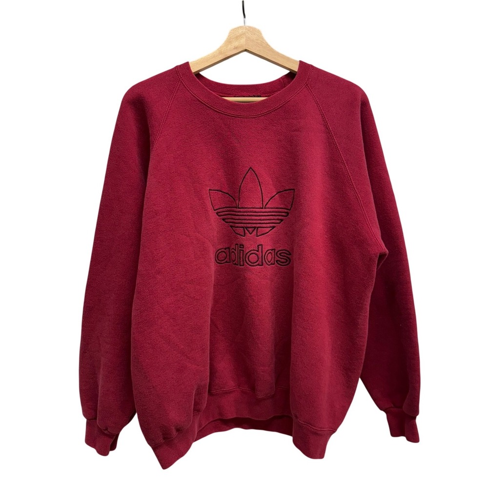 Adidas Originals Trefoil Crewneck Sweatshirt Mens Medium Red Made in USA Vintage